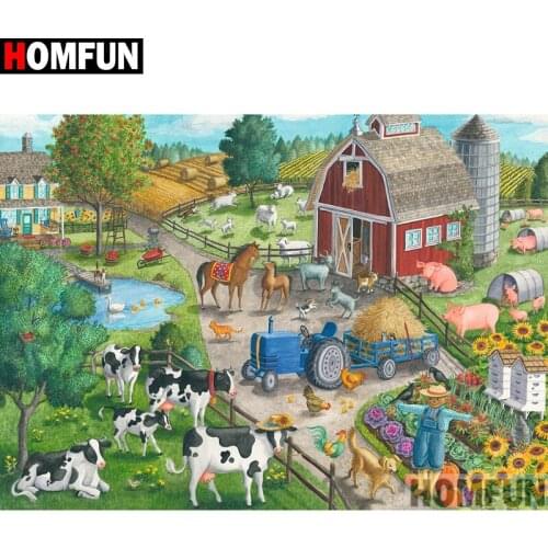 HOMFUN Full Square/Round Drill 5D DIY Diamond Painting "Animal collection" Embroidery Cross Stitch 3D Home Decor Gift A13426