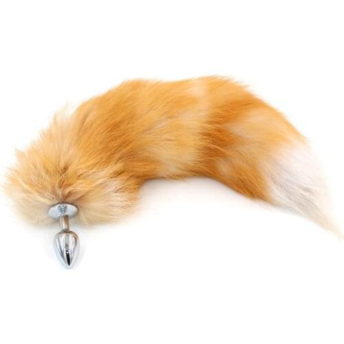 Anal Plug With Big Real Crystal Fox Tails Metal Butt Plug Couple Sex Toys Erotic Cosplay Tail 3 size for choice Drop shipping
