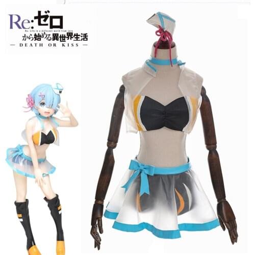 Anime New Re:Zero kara Hajimeru Isekai Seikatsu Kawaii Ram Sailor suit swimsuit dress cosplay Sexy Cosplay adult Costume Women