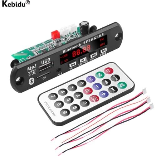 Kebidu 12V Car Audio USB TF FM Radio Module Wireless Bluetooth MP3 WMA Decoder Board Support 2*15W Amplifier with Remote Control