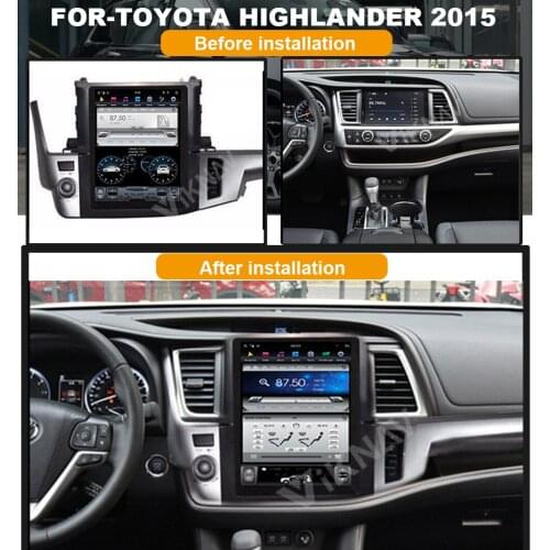 Car GPS Navigation radio for-Toyota Highlander 2015 Android system 12.1 inch multimedia player Tesla style FM