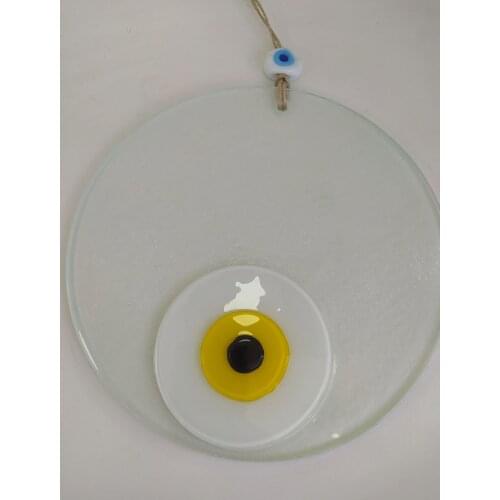 White Evil Eye 20 cm Glass Bead Pendant Charm Turkish Handmade Nazar Amulet for Wall Hanging Talisman Protector Boho Home Decor