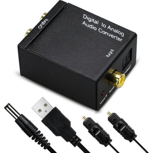 Black Digital Optical Coaxial Toslink Signal To Analog Audio Converter Adapter RCA Digital To Analog Audio Converter Adapter