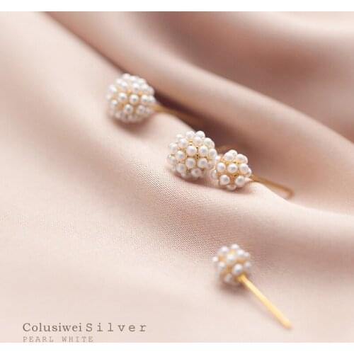 Colusiwei Authentic 925 Sterling Silver Gold Color Shell Pearl Earrings for Women Design Fan Korea Style Elegant Ear Accessories