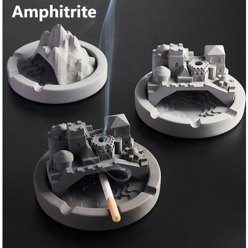 Home Garden Decoration Of The Creative House Nordic Airtight Cement Smoke Cylinder With Cover Table Display Cigarette Cylinder