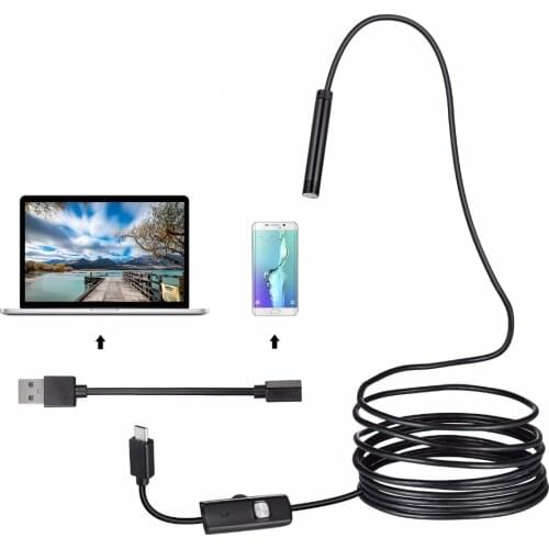 Endoscopy 7mm/8mm Lens 1M 2M 5M Android USB Endoscope Camera Flexible Snake USB Pipe Inspection Android Phone Borescope Camera
