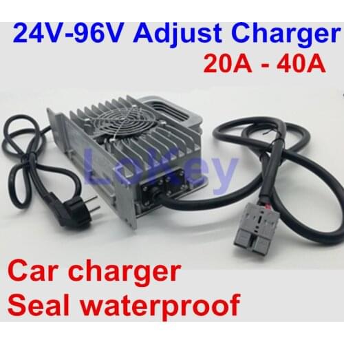 Sealed IP67 waterproof charger 12V 24V 30A smart Charger for li ion lipo lifepo4 LTO lead acid car batterys