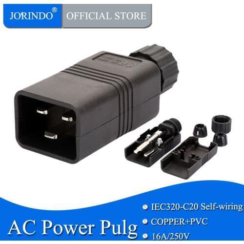 JORINDO IEC 320 C20 16A 250 AC Plug C20 Male DIY Rewirable Plug C20 Screw Lock PDU APC UPS Computer server plug 4000W CE ROHS