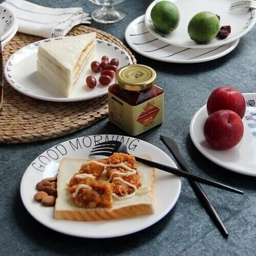 Ceramic Plate Creative Simple Western Nordic Dish Home Cute Cartoon Fashion Breakfast Plate Steak Tray Tableware Dinner Plates