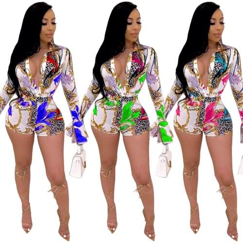 CM725 Ashion Women Romper Bodysuit Plus Size Sexy Cansual Women Clothing Flare Sleeve Jumpsuits