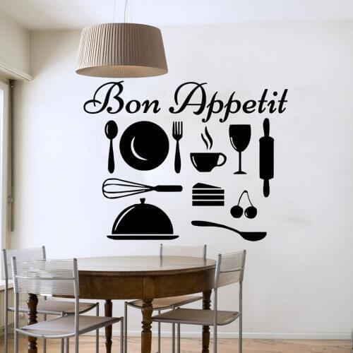 KUCADA French Bon appetit wall sticker home decoration kitchen sticker mural art decal diy removable WP1045