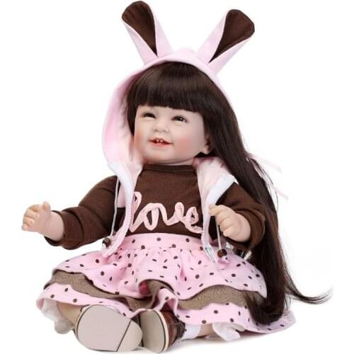 Smile NPK 22" girl dolltoys with Long ears reborn baby doll silicone reborn dolls 55 cm bebe fashion kids gift for mom playmate