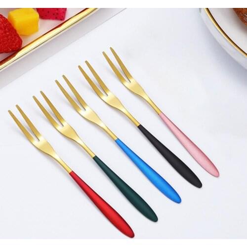 Lightweight Stainless Steel Fruit Tea Dessert Long Handle Mini Forks for Indoor