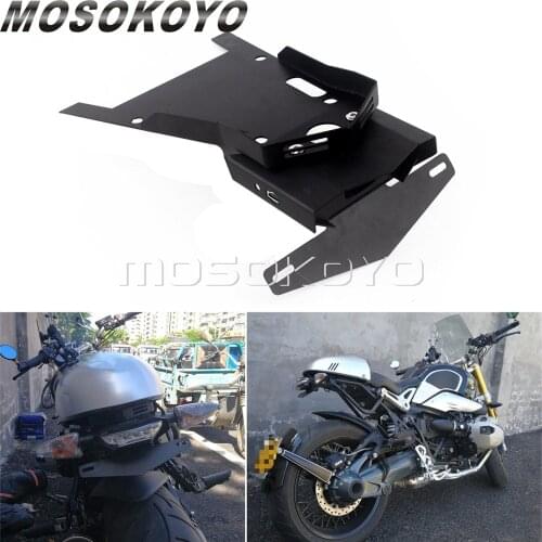 Motorcycle CNC 304 Rear Mount License Plate Holder Bracket w/ Brake Tail Light For BMW R NINE T 2014-2018 Retro Turn Signal Lamp