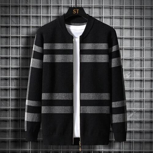 2021 fall/winter mens stand-up collar zipper sweater cardigan fashion jacquard casual jacket sweater trend
