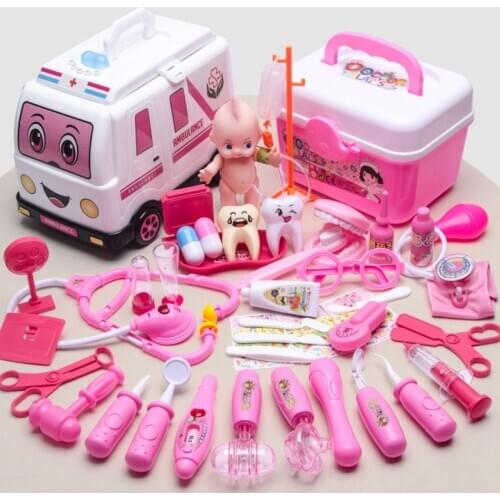 Medical Toy Car Set Childrens Family Toy With Sound And Light Simulation Medicine Box Boy Girl Doctor Nurse Play House Toys