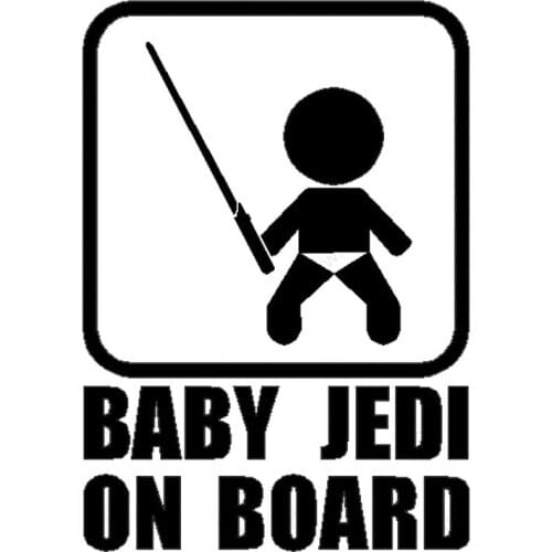 Car Sticker BABY JEDI BOARD Car Styling Sticker Cool Baby Sword Funny Car Rear Decal Waterproof Sunscreen Black/White,15cm*11cm