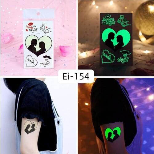 Tattoo Stickers Luminous Kids Girl Temporary Fake Tattoos Glow Paste on Face Arm Leg for Women Men Body Art Lover Heart Sticker