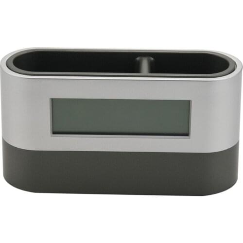 Office Desktop Storage Pen Holder Tools Name Card Container With Digital Alarm Clock Timer Calendar Temperature Thermometer