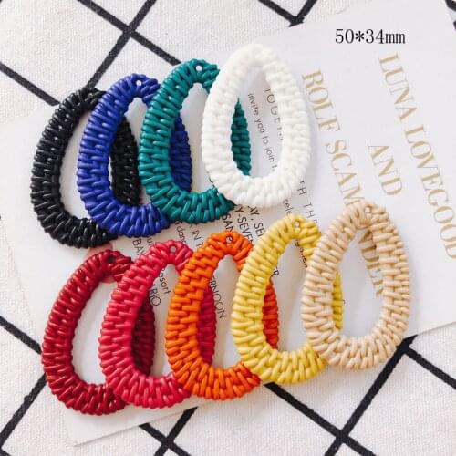 New Imitation Rattan Geometry Waterdrop Earring Necklace Bracelet Pendant Ornament Accessories DIY Jewelry Charms 50*34mm 60pcs