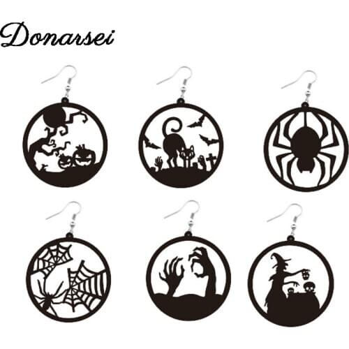 Donarsei 2020 New Fashion Halloween Pumpkin Skull Acrylic Earrings For Women Hallowmas Costume Cosplay Skeleton Drop Earring