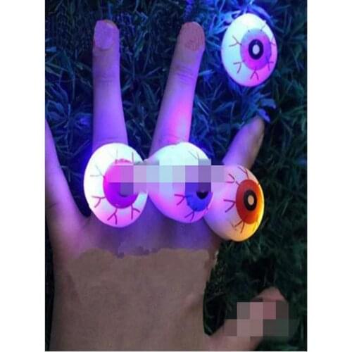 New Halloween LED Flashing Soft Rubber Eye Ring Kids Toys Novelty Design Party Decoration Supplies Christmas Gift For Adults and