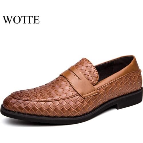 New Men Loafers PU Leather Formal Shoes Elegant Dress Shoe Simple Slip On Man Casual Shoes Footwear Big Size 48 chaussure homme