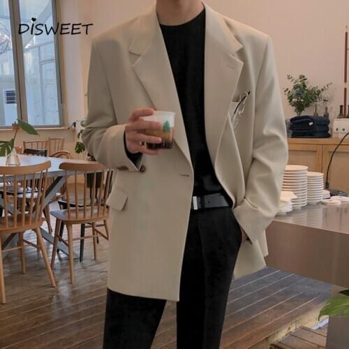 Lapel Solid Suit Men Korean Slim Long Sleeve Warm Blazer Mens 2020