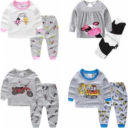 Newest Kids Cotton Pajamas Sets Children Pyjamas Sleepwear Baby Boys Girls Cartoon Pijamas Nightwear Clothes