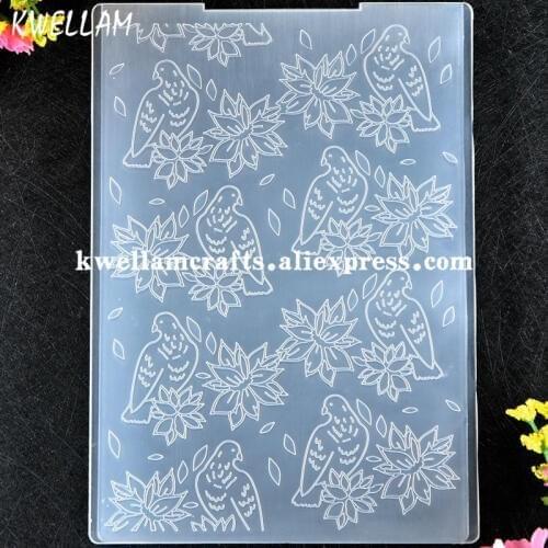 Flowers Bird Plastic Embossing Folder For Scrapbook DIY Album Card Tool Plastic Template 12.5x17.8cm KW8101227