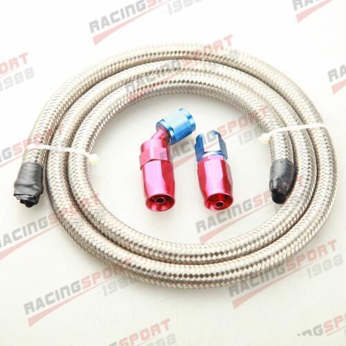Stainless Steel Braided AN-4 4AN Fuel Gas Line Hose 1M + Swivel Hose End Fitting