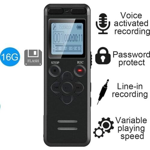 Secret Digital Audio Voice Recorder 16GB Professional Portable Recorder MP3 For Business Support Up to 64G TF Card V32