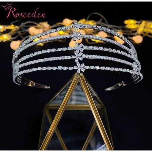 Luxury Zircon Tiaras For Women Zirconia Wedding Headbands Vintage Bridal Headdress Hair Accessories RE4321