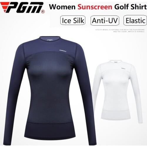 2020 PGM Golf Shirt Summer Women T-Shirts Anti UV Clothes Women Ice Silk Sun Protection Shirt Ultra-thin Breathable Casual Shirt