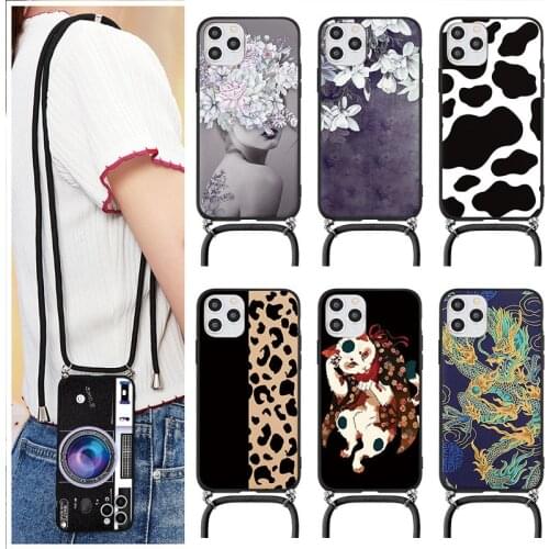 Crossbody Necklace Strap Lanyard Cord Silicone Case For iPhone 12Mini 12 11 Pro Max X XR XS Max 5 5s SE 2 2020 6S 8 7 Plus Cover