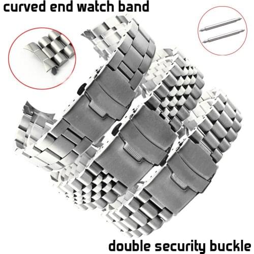 Curved End Replacement Solid Stainless Steel Watch Band 18 19 20mm 21 22mm 23 24 26 28 30mm Watch Strap Arc Wristband SKX009