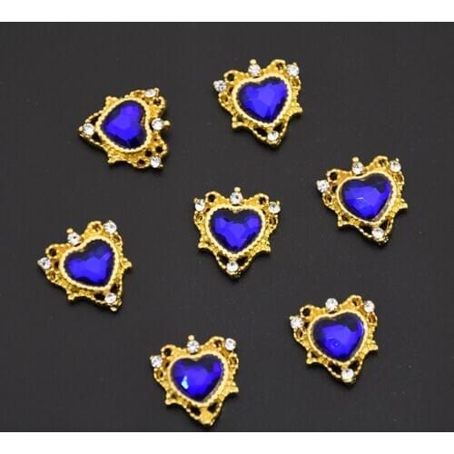 100pcs/Set Nail Art Rhinestones Alloy Diamond Rhombus/Love-Heart Nail Decorations Gold Frame Gems Metal Accessories #JK20