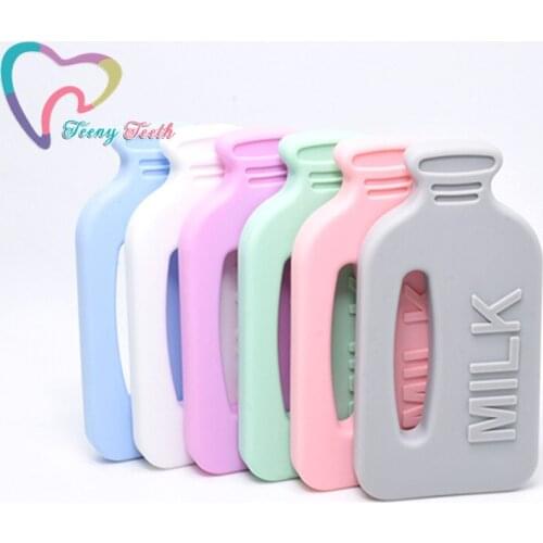 Teeny Teeth 10 PCS Teething Necklace Silicone Milk Bottle Teether Pendant Rodents BPA Free Chewing Bottle Newborn Christmas Gift