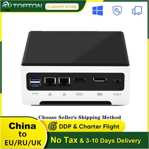 Topton Portable Mini Computer 10nm Intel Core i7-1065G7 i5-1035G4 Desktop PC Win10 Linux 2*DDR4 2*M.2 NVMe HDMI DP Dual 4K