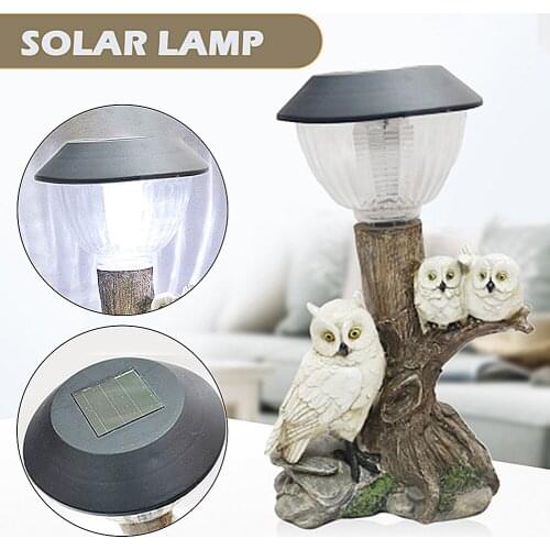 Outdoor Decorative Solar Light Resin Owls Figurine Light Outdoor Waterproof Lantern for Garden Courtyard Patio Lawn Home Decor