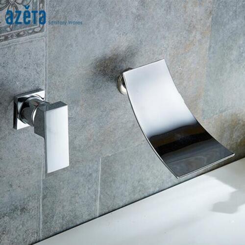 Bathroom Chrome Plated Waterfall Wall Mounted Single Handle Cold and Hot Water Concealed Faucets MK1903B