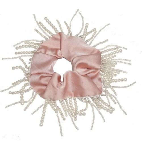 High Quality Silk Pearl Tassel Elastic Hair Band For Women Hair Accessories Crystal Hair Tie Rubber Band For Hair Scrunchies