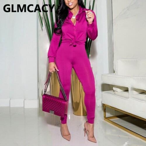 Women Two Piece Elegant Suits Long Sleeve Button Up Shirt & Slim Pants Set