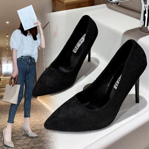 2021 New Pointed Toe Women Banquet Pumps Lady Wedding Party Shoes Leather Casual Canvas Dancing Party High Heels Hot Thin Heels
