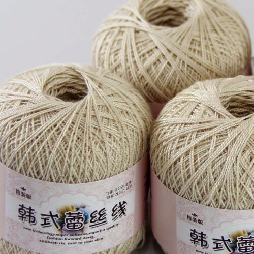 3ballsx50g New Soft Hand Cotton Lace Wool Yarn Crochet Shawl Scarf Knitting Vanilla color 16109-3