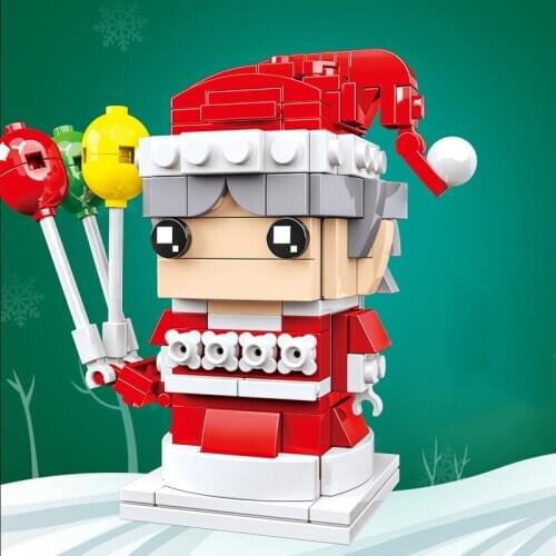 4Pcs City Creator Series Winter Christmas grandma Elk Snowman Brickheadz Scene accessories Building Blocks Bricks Toys Gifts