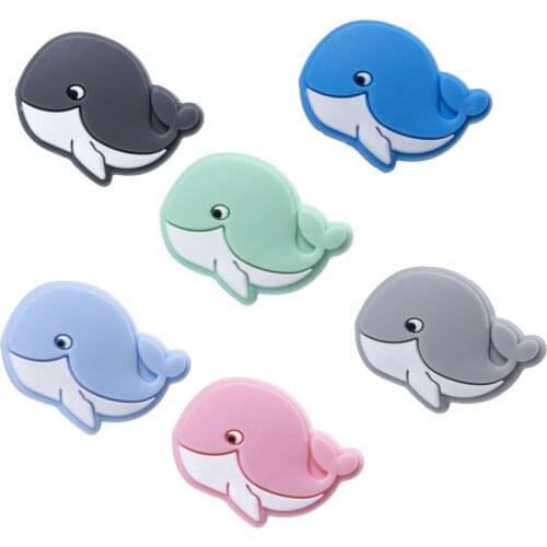 50/100Pcs Whale Shape Silicone Beads Baby Molar Teether Bead DIY Pacifier Chain Jewelry Accessories