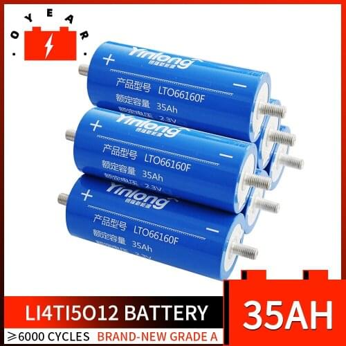 6pcs Lithium Titanate Battery LTO 66160 45Ah 2.3V 10C Discharge Cells for DIY 12V 24V 36V 48V EV Solar System Battery Pack