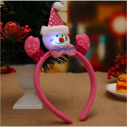 APRICOT 1pcs LED Headband for Child Santa Snowman ELK Bear Shape Christmas Headband Clasp Head Hoop for Adult Christmas Gifts