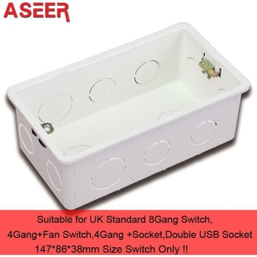ASEER Wall Mounting Box Internal Cassette White Box 140*78*50mm use For 146*86*38mm Standard Touch Switch and Socket